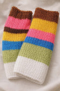 Mitaines en mohair double fils - Rayures multicolores